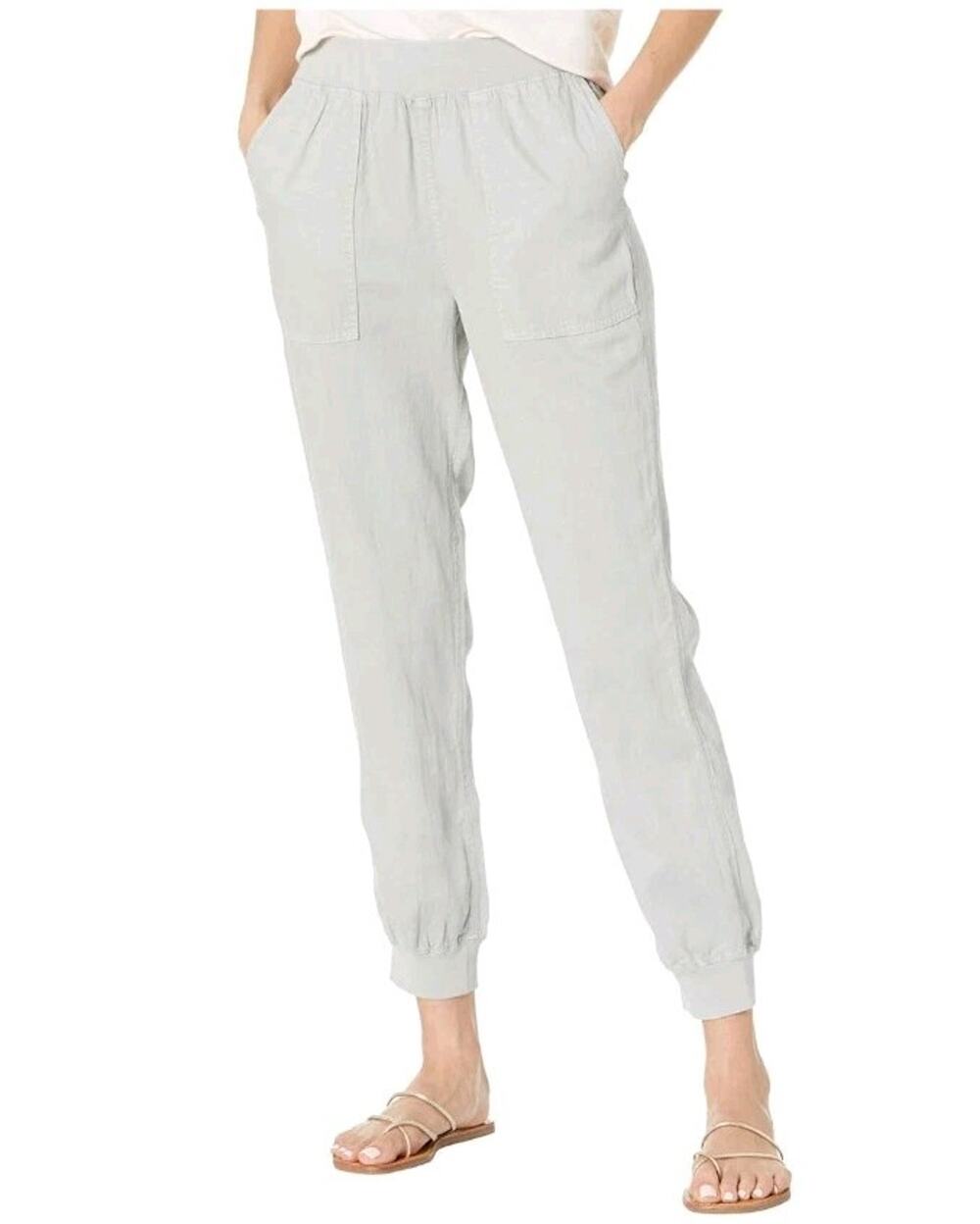Faherty Joggers Medium Grey Arlie Day Pant Tencel Linen Cotton Casual Coastal